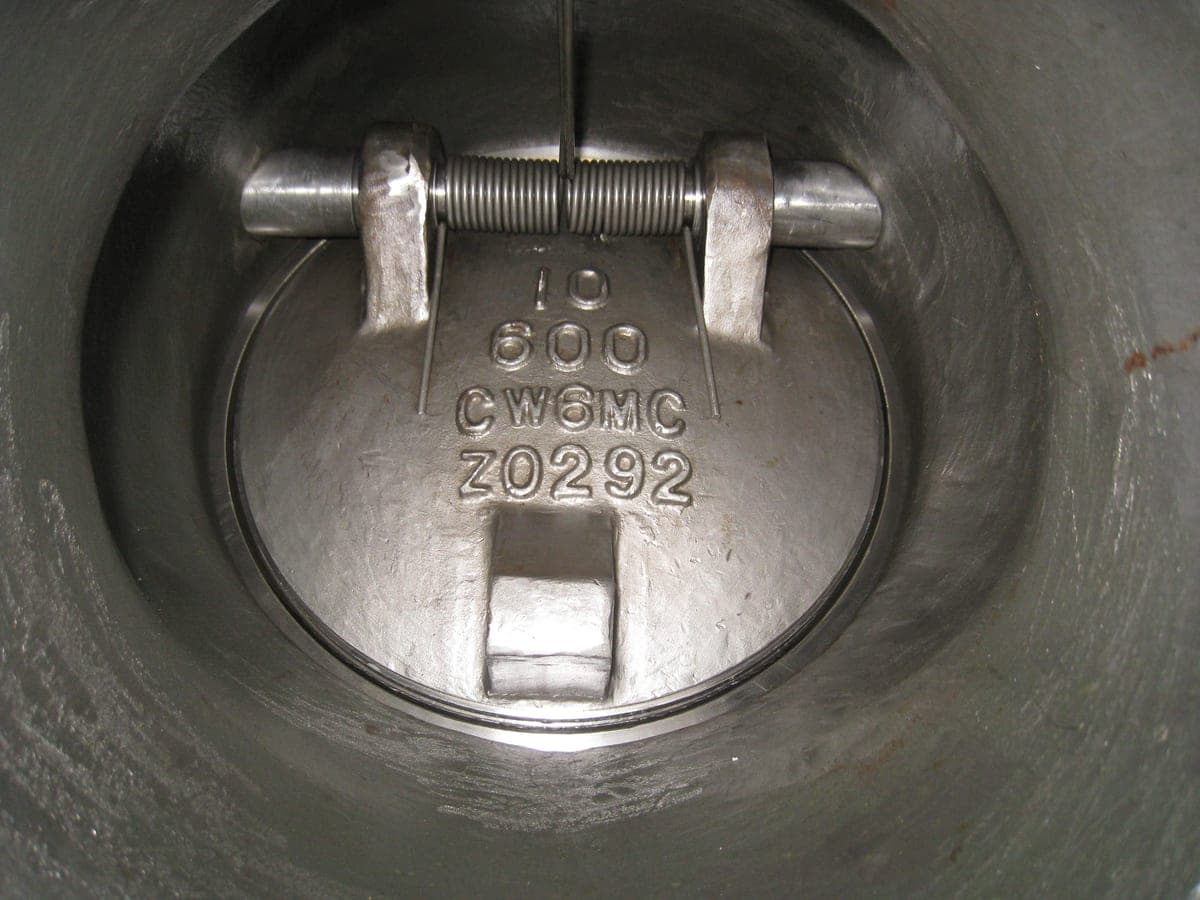 A check valve fitted to a sump pump discharge pipe