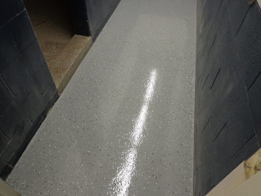 A freshly painted concrete floor