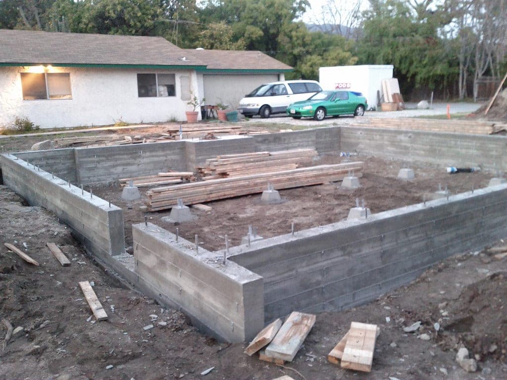 A foundation wall seen from outside