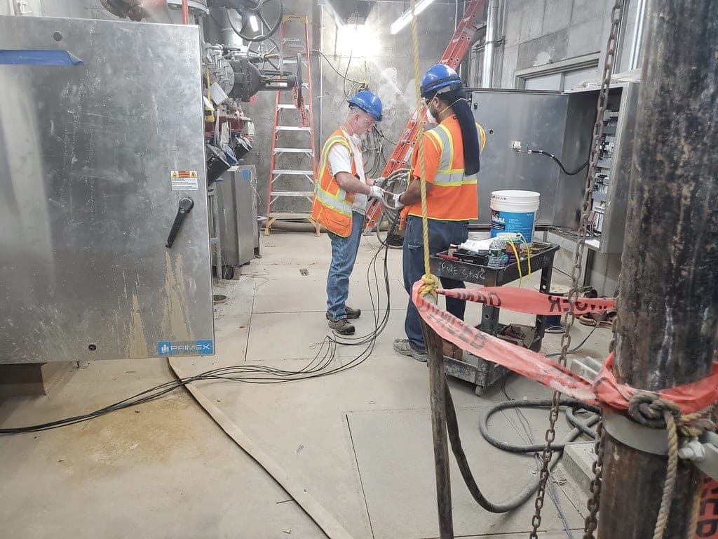 Close view of two pump bodies