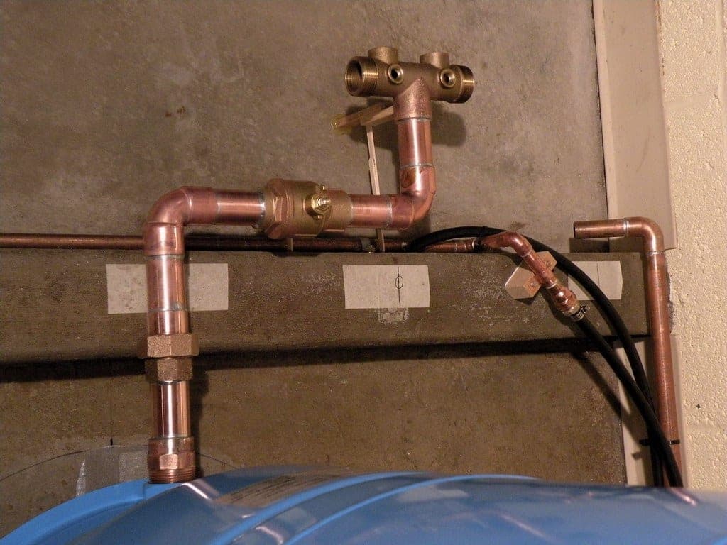A plumbing valve on a copper supply line